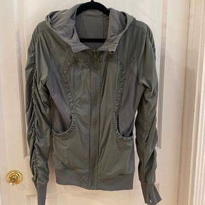 Lululemon dance studio jacket! Green (almost grayish green). SZ 8! REVERSIBLE
